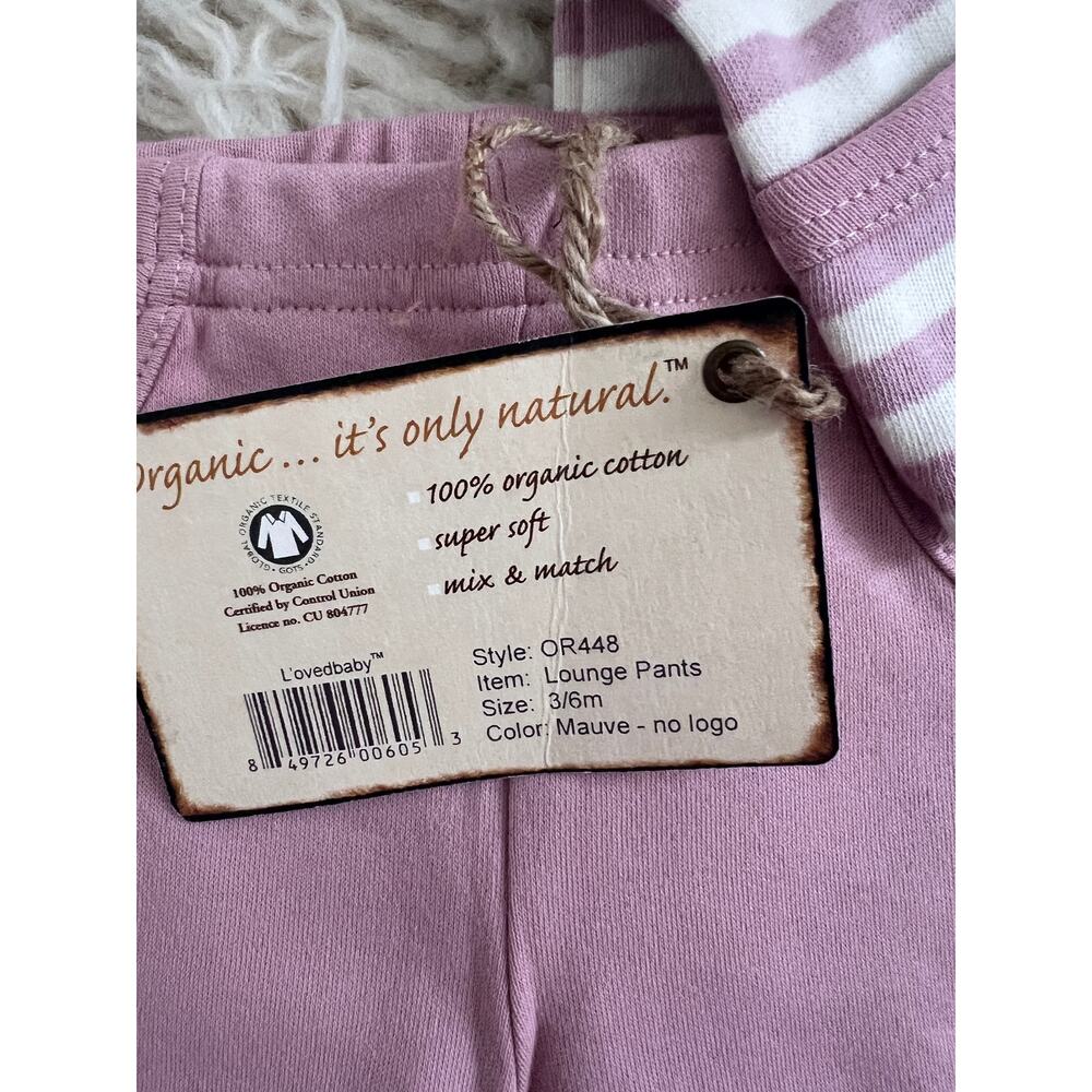 L’ovedbaby Organic Cotton Mauve & Stripe 4pc Lot 0–6M NWT - Picture 5 of 6
